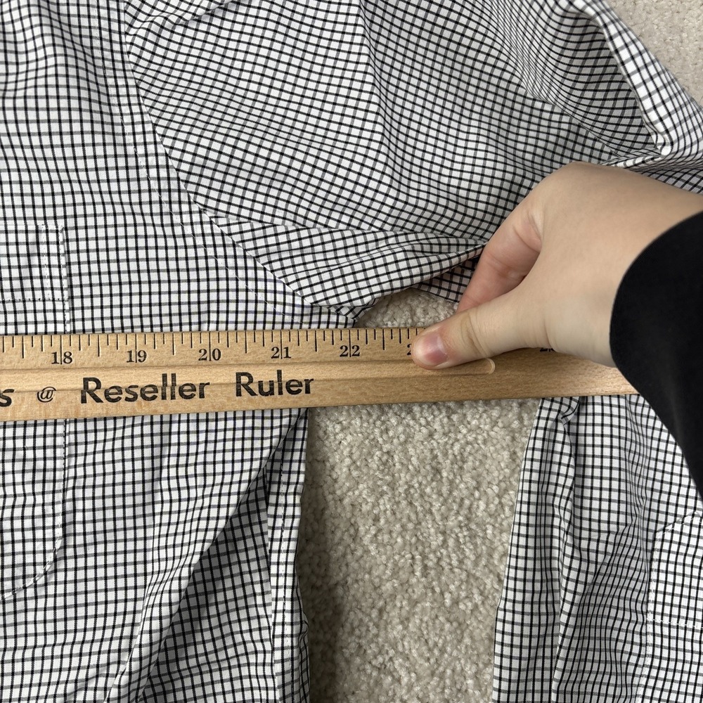 Paul Fredrick Tailored Fit Button Down Shirt Mens 15.5x35 Non Iron Gingham Black - Picture 5 of 8